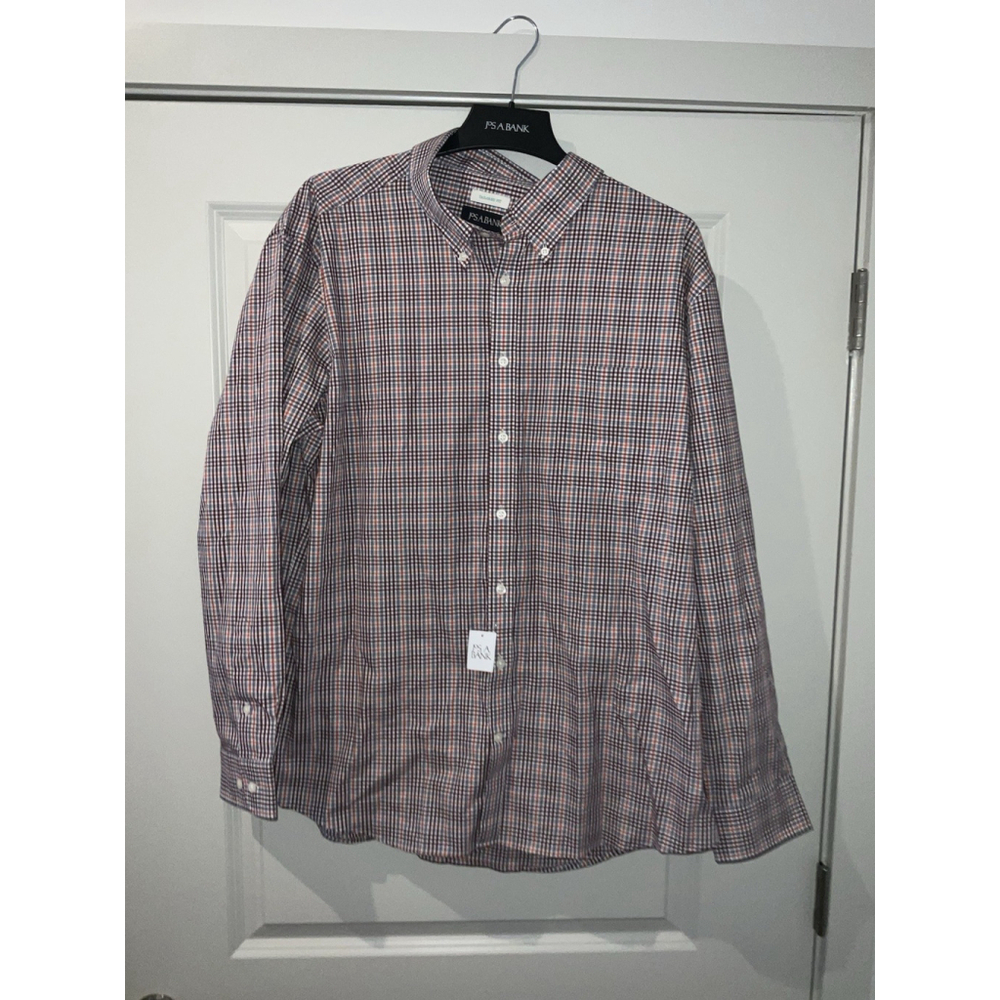 Jos A Bank Tailored Fit Long Sleeve Button Down Shirt Men's XL Plaid